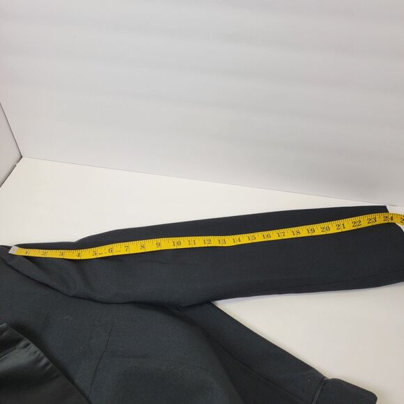 Black Mens Tuxedo Satin Lapel 1-Button Single Vent Formal Blazer Jacket 46R - Picture 14 of 14